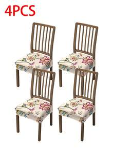 1/2/4/6pcs Printed Stretchable Removable & Washable Dining Chair Seat Covers - Multicolor - View 14