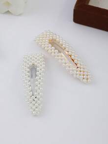 2 chiếc kẹp tóc hình giọt nước đính ngọc trai giả, phụ kiện tóc bằng hợp kim kẽm thanh lịch và quyến rũ dành cho nữ, thích hợp cho mùa hè, kỳ nghỉ, du lịch, lễ hội, tiệc tùng. - Nhiều màu - Xem 4