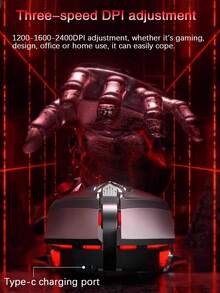 1 pieza Ratón inalámbrico recargable para juegos de 2.4G con retroiluminación impresionante, adecuado para oficina, hogar, portátil y computadora de escritorio - Multicolor - Ver 7