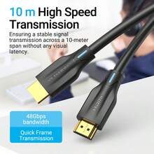 VENTION 8K HDMI 2.1 高速傳輸線 48Gbps 電影級沉浸式 HDR 3D 視覺 零失真影音線，適用遊戲主機、PC、Apple TV、Bravia - 黑色 - 查看 3