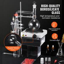Essential Oil Distillation Kit, 500ml Distillation Apparatus, 3.3 Boro Lab Glassware Distillation Kit With 1000W Heating Plate And 24, 40 Joint, 33 Pcs Set - View 3