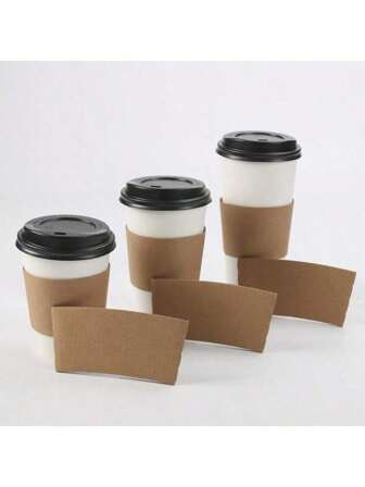 25/50pcs Corrugated Insulated Cup Sleeves, Disposable Cup Holders For Milk Tea, Soy Milk, Coffee, Hot And Cold Drinks, Suitable For Home, Office, Cafe, Party, Outdoor Use