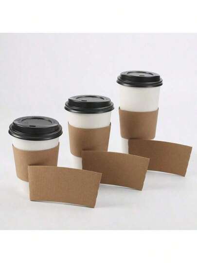 25/50pcs Corrugated Insulated Cup Sleeves, Disposable Cup Holders For Milk Tea, Soy Milk, Coffee, Hot And Cold Drinks, Suitable For Home, Office, Cafe, Party, Outdoor Use