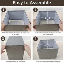 2件方形布艺台灯灯罩，酒店民宿居家卧室装饰落地灯灯饰配件吊灯外壳台灯罩壁灯灯饰外壳可拆卸布艺灯罩布艺灯罩10.2英寸X10.2英寸X7.8英寸 - 彩色 - 查看 8