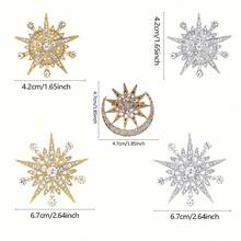 1 件时尚简约八角星星月胸针，锌合金服装衬衫防曝光翻领别针包帽配饰，适合日常佩戴背包学校万圣节珠宝服装配饰包饰办公室配饰 - 胸針 - 查看 5