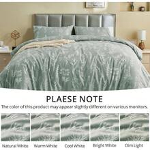 Duvet Cover King Size, Reversible Floral Lavender Duvet Cover Set With Zipper Closure, 3 Pieces Botanical Patterns Soft Microfiber Bedding Set (90"X104", 2 Pillow Cases 20"*36") - 01 - 綠葉(無被子) - 查看 8