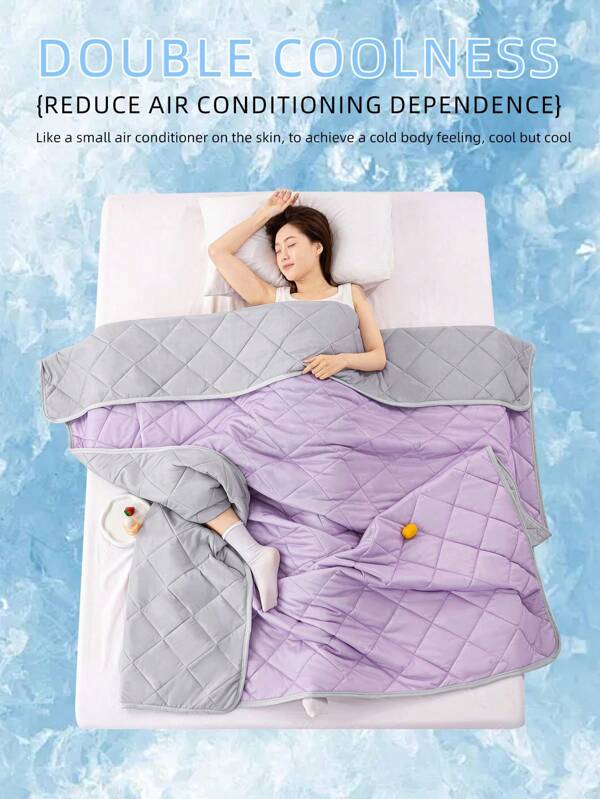 1 sztuka [Koc chłodzący] Koc chłodzący dla osób śpiących na gorąco / Dwukolorowy design, prosty i stylowy / Lekka letnia kołdra dla osób śpiących na gorąco - niezbędna do zachowania chłodu w domu Rozmiar Queen / King / Double - Można prać w pralce - idealna na kemping, sofę, do samochodu i klimatyzowanych pomieszczeń