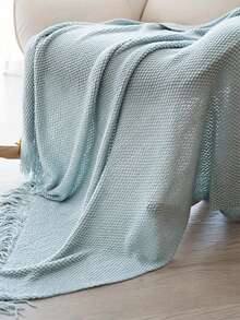 1pc Comfortable Acrylic Knitted Throw Blanket With Tassels, Modern Style, Suitable For All Seasons, Versatile Shawl/Bedspread/Nap Blanket/Car Blanket/Air Conditioning Blanket, Applicable For Various Occasions - Multicolor - View 15