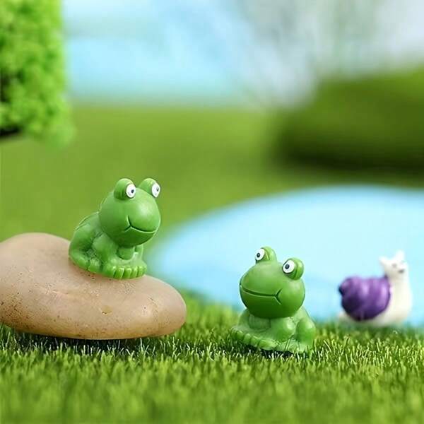 50 mini estatuetas fofas de sapo verde em resina, principal na cor verde fresco e expressão viva, artesanato delicado e detalhes realistas, ideais para decoração de mesa, paisagismo de jardim e presentes para adicionar surpresas