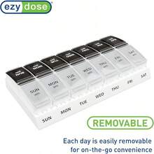 Ezy Dose Weekly AM/PM Pill Organizer, 7-Day Vitamin And Medication Box With Large Pop-Out Compartments, 2 Times A Day Pill Holder For Easy Dosing, Blue And Purple Lids, Travel-Friendly Design - 黑色 - 查看 4