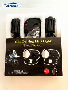 GLANBERT 2 piezas/paquete Faro de motocicleta con interruptor, luz mini de aluminio LED, diseño de foco de doble color, adecuado para motocicletas y vehículos eléctricos - Multicolor - Ver 14