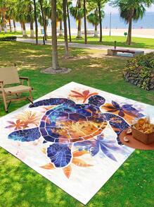 1 Stück minimalistisch gestaltete Outdoor Picknick Matte mit Schildkröten-Design, große tragbare Strand-/Camping-Auflage mit Isolierung