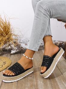 Women's Bohemian Style Flat Sandals, 2024 New Ladies Slippers,Summer Shoes - Black - View 5