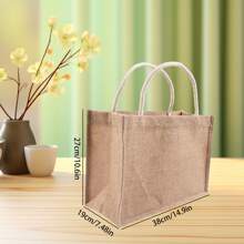 3/5pcs 38*27*19cm Natural Linen Bags, Plain Shopping Bags, Linen Gift Bags, DIY Vintage Linen Tote Bags, Wholesale Linen Handbags