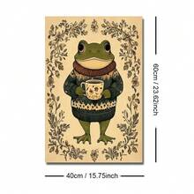 1 幅带框/无框舒适 Cottagecore 植物青蛙育儿室墙壁艺术帆布海报印刷极简主义异想天开的民间艺术美学装饰画，适用于公寓、客厅、卧室、现代家居装饰 - 彩色 - 查看 9