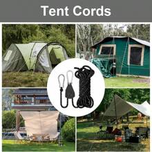 1pc, Four Meter Portable Adjustable Fixed Tent Height Tie Rope, Pulley Camping Rope, Canopy Windproof Rope Pulley Tensioner Adjuster Reflective Rope Hook, Outdoor Camping Tent Rope Pulley Adjustment Buckle, Used For Quick Setting Of Canopies, Canopies, Kayaks And Canoes, Outdoor Tents, Pet Towing Rope (Actual Packaging Does Not Match Picture)