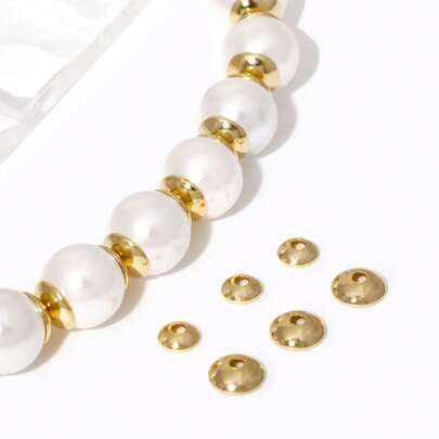 50 piezas de 3/4mm Cuentas espaciadoras redondas chapadas en oro de 14K para hacer joyas, pulseras, collares y accesorios DIY