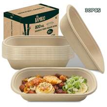 100% , 500ml (16.91 Ounces), 800ml (Ounces) Square Bowls Without Lids, 800ml (27.05 Ounces) Square Bowls With Lids. Disposable Bamboo Fiber Bowls That Can Be Heated In The Microwave And Oven, And Can Also Be Frozen In The Refrigerator Or Freezer - Beige - View 14