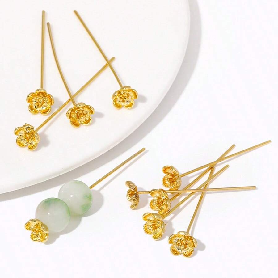 Ace placate cu aur de 18K, în formă de floare, ace metalice din alamă de înaltă calitate, pentru confecționarea bijuteriilor, accesorii pentru mărgele DIY lucrate manual