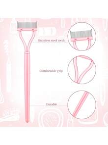 4/2/1 Pcs Eyelash Separator, Metal Teeth Mascara Brush With Cover, Eyelash Comb For Separating And Grooming Lashes, Makeup Applicator For Women, Cheap, Room Decor, Vanity, Travel, Bedroom, Makeup Accessories, Christmas Gift, Cosmetics, Makeup Tools, Cheap Gift, Gift For Her - Multicolor - View 9