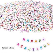 Set de 200/400 piezas de cuentas acrílicas con letras y emoticonos en forma de corazón de colores aleatorios para manualidades DIY, elaboración de joyas, pulseras, collares, pendientes y cadenas para teléfonos - Suministros de artesanía para pequeñas empresas