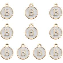 10 件珐琅 A-Z 字母锌合金吊坠套装 | 彩色 DIY 时尚珠宝制作配件 | 26 个字母项链手链工艺品吊饰 - 白色 - 查看 17