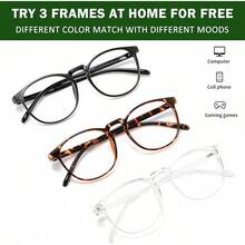 3 Pack Blue Light Blocking Glasses Women/Men,Retro Round Computer Glasses Anti Eye Strain//, Gaming Glasses. (Black//Amber) - 黑色 - 查看 6