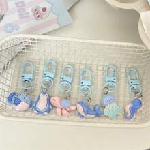 6 pezzi Portachiavi carino a tema animali , ciondolo portachiavi divertente e carino, accessorio per borse da ragazza, regalo per coppie, amici, studenti, accessori per auto a tema cartone animato, accessori per borse in stile gotico e Y2K, portachiavi con porta-badge, accessori per auto e borse, regali di Natale