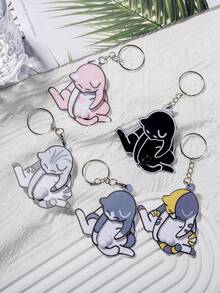 Creative Cartoon Mischievous Cat Keychain, Rotating Egg-Shaped Cat Pendant, Cute & Funny Bag/Key Chain Accessory, Fun Gift For Brothers And Friends Bag Charms Car Accessories Teacher Sister Gift Ideas - Multicolor - View 2