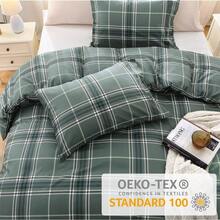 Duvet Cover King Size, Reversible Floral Lavender Duvet Cover Set With Zipper Closure, 3 Pieces Botanical Patterns Soft Microfiber Bedding Set (90"X104", 2 Pillow Cases 20"*36") - 04 - 灰色格子(無被子) - 查看 6