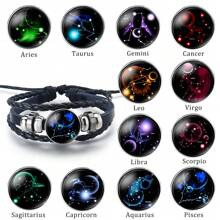Zodiac Signs Spirit Bracelet Zodiac Bracelet For Women Men Adjustable 12 Constellation Bracelet Multilayer Zodiac Black Leather Bracelets Zodiac Sign Wrap Bracelet For Women Men Birthday Jewelry