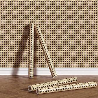 1 Roll Adhesive Wallpaper Decor, Brown Woven Rattan Bamboo Pattern, Thick Waterproof Removable Wallpaper Sticker, Suitable For Bedroom, Living Room, TV Background, Cabinet, Table And Chair Renovation Room Decor Home Decor Wallpapers Wall Paper Bathroom Kitchen Wall Stickers Wall Decor Wall Sticker