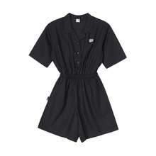 Puma Mono corto de verano para mujer con cuello, botones y mangas cortas - Negro - Ver 1