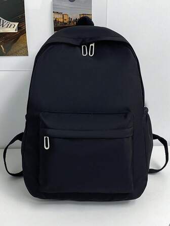 Simple Solid Color Versatile Large Capacity Student B Ackpack Back To School Bookbag