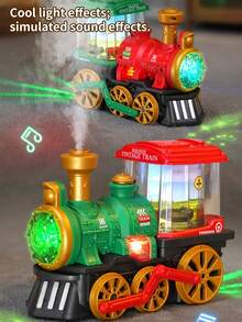 Kids Electric Train Spray Steam Toy Car, Omnidirectional Locomotive Model With Lights And Music, Head-Up Sensory Training Crawling Toy For Children - Multicolor - View 6