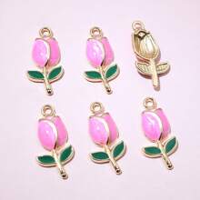 20pcs 21x10mm Enamel Rose Flower Charms Pendant Alloy Metal Cute Flowers DIY Jewelry Making Accessories For Necklace Earrings
