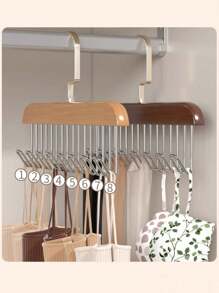 3/1PC Multi-Functional Wooden Coat Hooks, Coat Rack, Closet Organizer, 8 Hooks, 360 Degree Rotating Angle, Space Saving Bra Hook, Storage For Hanging Clothes Like Tops, Underwear, Bras, Breastplates, Hats, Ties, Strap,Vest,Etc.Traceless Clothes Drying Rack