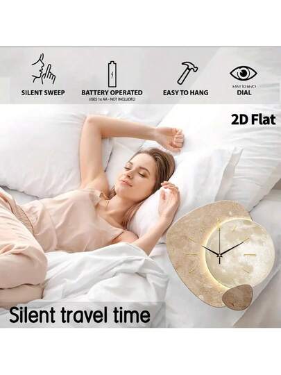 1pc 2D Flat The Texture Blocks On Surface Of Planet Silently Wand Clock, Super Silent Quartz Movement, No Ticking, ating Clocks In Living Rooms, Bedroom, Offices, Kitchens, Cafes, Perfect ative Friends Family Home Back To School Room Supplies view 6