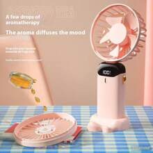 1 pezzo Mini ventilatore portatile USB unisex, essenziale per l'estate, coordinato, in piedi, pieghevole, 5 velocità, silenzioso, indicatore batteria, adatto per esterno, campeggio, viaggio, spiaggia, sport, ufficio, scuola, festa in piscina, uso quotidiano