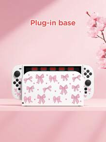 1pc Pink Bow & Heart Pattern Protective Case, Compatible With New Switch2 (2025)/Switch NS/Switch OLED/Lite, Compatible With Switch/Switch 2 Game Console Accessories, Full Set Including Storage Case, Card Slot Base, Best Gift Compatible With Switch Players