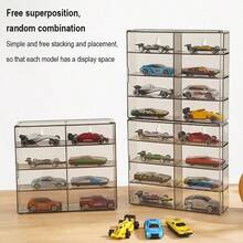 1:64 Acrylic Display Box For 8 Wheels Car Model Toy Rack Hot Door Cabinet - 白色 - 查看 7