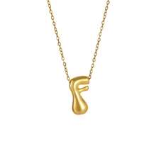18K Bubble Letter Necklace Gold For Women, Initial Necklaces Rhinestone Chunky Bubble Letter Necklace As Mother's Day Gifts Charm Puff Name Pendant Alphabet Necklaces Non Tarnish Gold Plated Jewelry