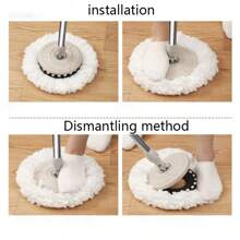1pc Universal Thickened Circular Mop Head, Household Rotating Mop Accessory, Mop Head Replacement, Strong Water Absorption, No Shedding Of Hair,