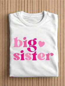 Sisters Group Big Sister T-Shirts, Big Sister Announcement Gift, Matching Sister Shirts, Big Sister Youth Gift, Cute Announcement Short Sleeve Tees MAPA37 - 白色 - 查看 1