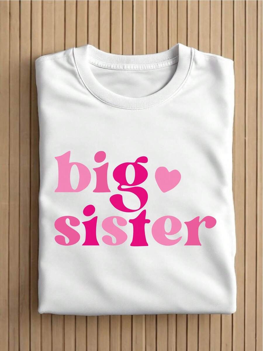 Sisters Group Big Sister T-Shirts, Big Sister Announcement Gift, Matching Sister Shirts, Big Sister Youth Gift, Cute Announcement Short Sleeve Tees MAPA37 - 白色 - 查看 1
