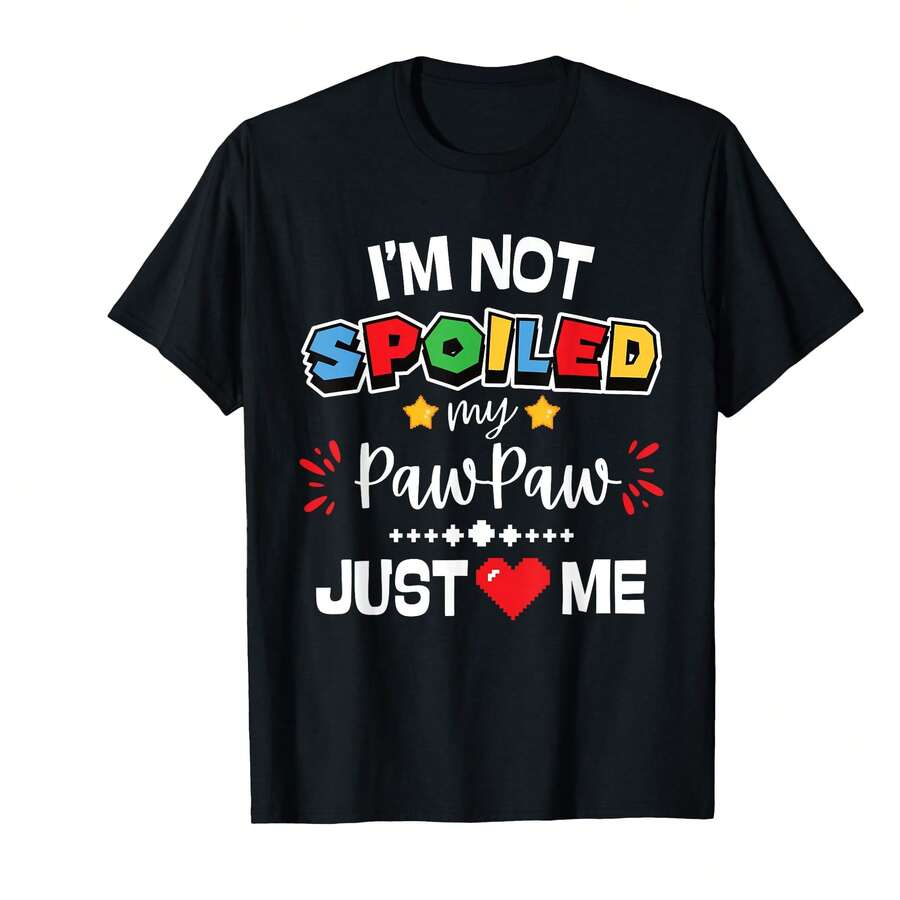 I'm Not Spoiled My Pawpaw Just Loves Me Video Game Team Kids T-Shirt?ET Unique Gifts - Black - View 1