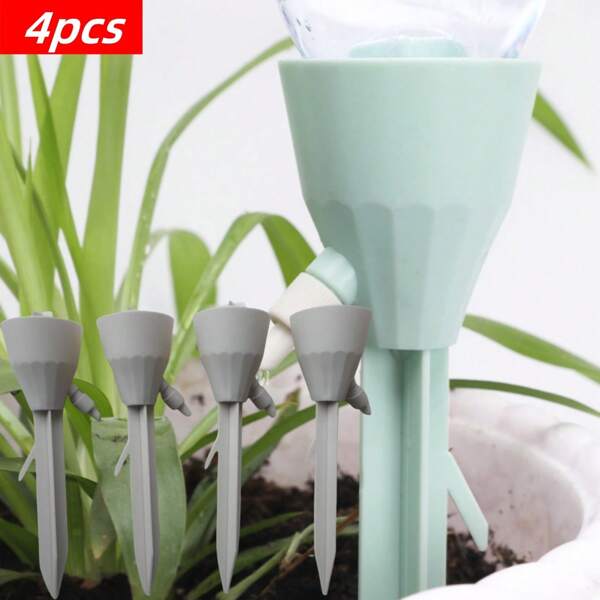 4pcs/Set Plant Automatic Watering Sharp Heads Kit, Adjustable Flow Self Watering Set, Suitable For Indoor And Garden Plants, Battery-Free, Fits Standard EU/US Threaded Bottles