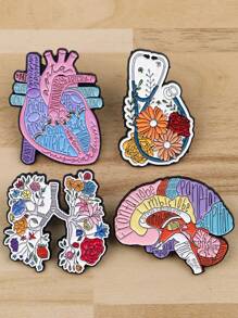 Insignia de esmalte con diseño de cerebro y corazón, broche de mujer, insignia de hombro con órgano corporal masculino, accesorio de joyería de moda, regalo, insignia de pecho de aleación para médicos, accesorios escolares y de oficina, camisas, chaquetas, Navidad, Halloween