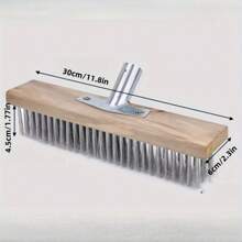 1pc Heavy Duty Stainless Steel Floor Scrub Brush - Suitable For Outdoor, Bathroom, Kitchen, Patio - Effectively Removes Moss, Grease And Dirt - No Power Required, Durable Cleaning Tool Stainless Steel Brush