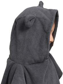 1pc Cute Bear Ear Design Hooded Bath Towel With Pocket, Thick Super Soft Microfiber, Water Absorbent Warm, Children With Snap Closure, Swimwear/Bathrobe, Bathroom Essential - Dark Grey - View 5